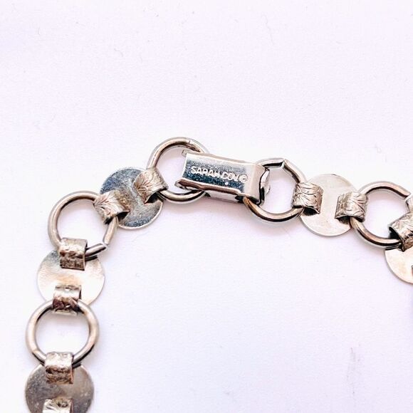 Vintage 60s 70s Signed Sarah Coventry Silver Tone Disc Bracelet - Picture 3 of 5